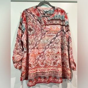 Croft & Barrow Plus Size V-Neck 3/4 Sleeve Pullover Blouse Size 2X